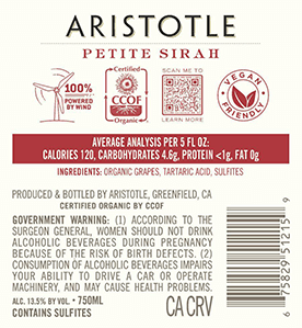 Aristotle back label